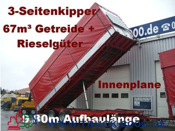 KEMPF 3-Seiten Getreidekipper 67m³   9.80m Aufbaulänge - Planenanhänger