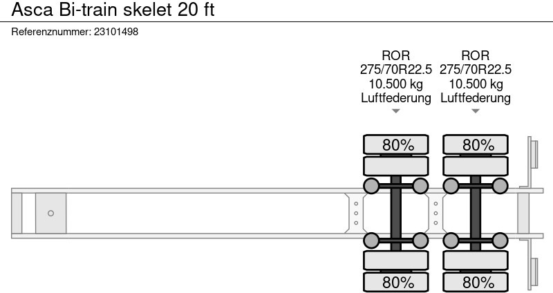 Container/ Wechselfahrgestell Auflieger ASCA Bi-train skelet 20 ft: das Bild 12