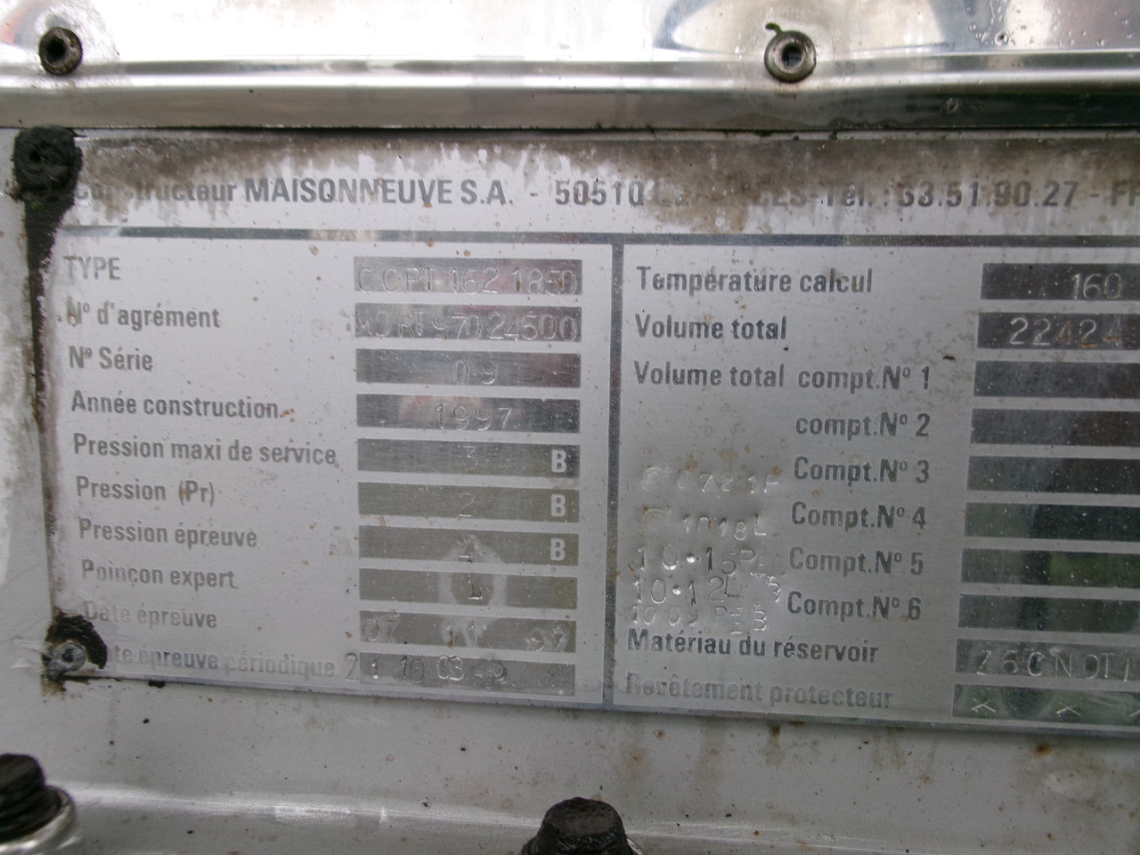 Tankauflieger Für die Beförderung von Chemikalien Maisonneuve Chemical tank inox 22.3 m3 / 1 comp: das Bild 33