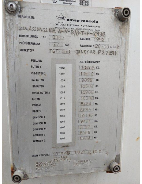 Tankauflieger OMSP Macola Tanktrailer 20.200 Liter lpg Gas, Gaz, LPG, GPL, Propane, Butane tank ID 3.135: das Bild 5