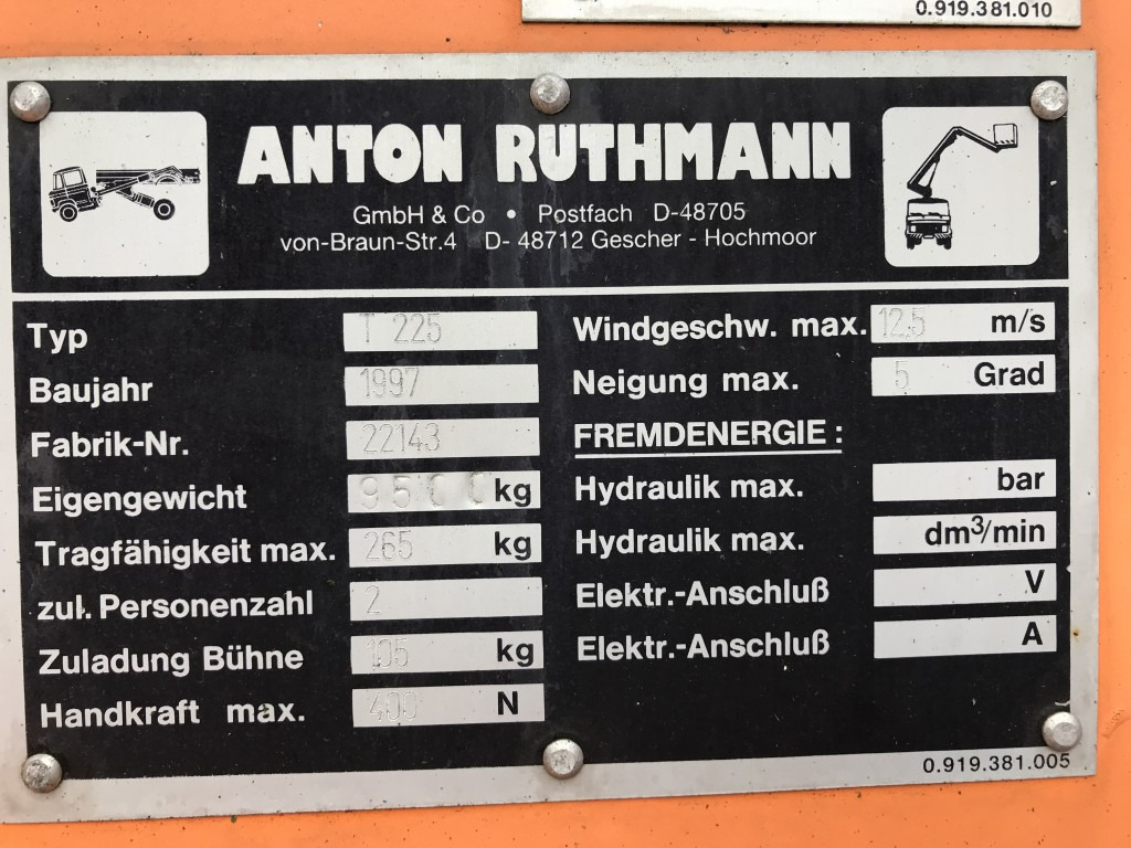 LKW mit Arbeitsbühne MAN L75 14.224 BB Ruthmann Hubarbeitsbühne T 225: das Bild 14