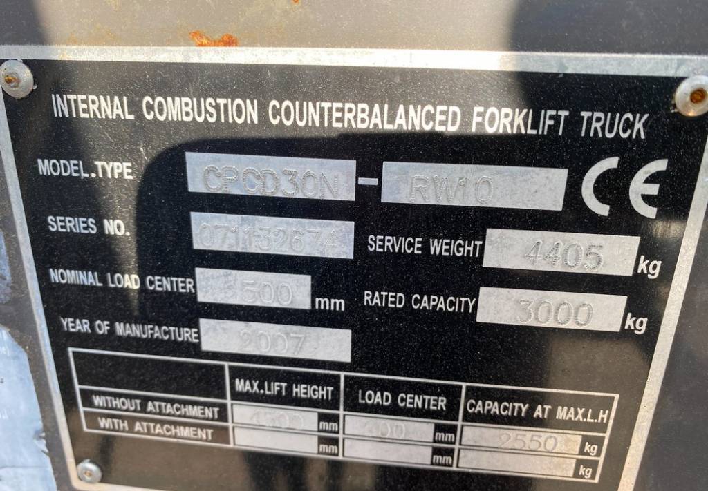 Dieselstapler Hangcha HC CPCD30N-10RW Diesel 3000KG 450cm DEFECT: das Bild 10