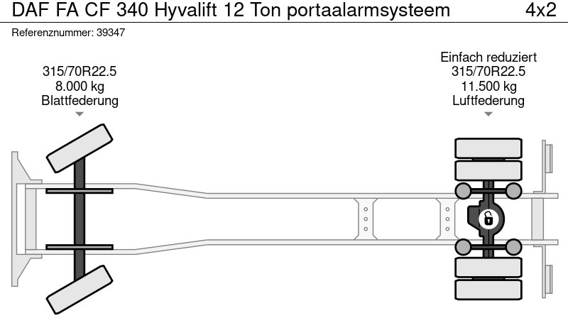 Absetzkipper DAF FA CF 340 Hyvalift 12 Ton portaalarmsysteem: das Bild 11