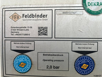 Siloauflieger FELDBINDER FELDBINDER Silo für Staub und Rieselgüter Auflieger EUT 40.3 Zement 40m³, Lenkachse: das Bild 5 Siloauflieger FELDBINDER FELDBINDER Silo für Staub und Rieselgüter Auflieger EUT 40.3 Zement 40m³, Lenkachse: das Bild 5