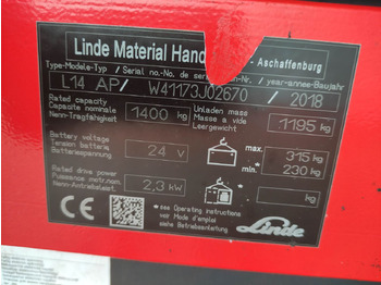 Hochhubwagen Linde L14 APi: das Bild 5