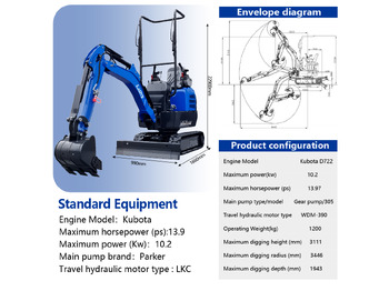 Minibagger neu kaufen LADYS LA16Pro Mini Excavator Kubota Euro 5/Epa Engine Mini Excavator For Sale: das Bild 3