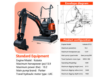 Minibagger neu kaufen LADYS LA16Pro Mini Excavator Digger Miniexcavadora EPA Kubota Engine Mini Excavator For Sale With Mini Excavator Attachment Set: das Bild 2