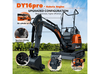 Minibagger neu kaufen LADYS LA16Pro Mini Excavator Digger Miniexcavadora EPA Kubota Engine Mini Excavator For Sale With Mini Excavator Attachment Set: das Bild 3