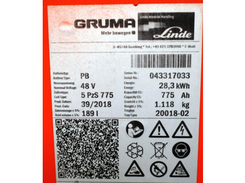 Batterie GRUMA 48 Volt 5 PzS 775 Ah: das Bild 5