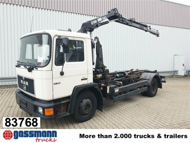 MAN 14.152 F 4x2 BB mit Kran Hiab 060-2 - Abrollkipper, Autokran: das Bild 1 MAN 14.152 F 4x2 BB mit Kran Hiab 060-2 - Abrollkipper, Autokran: das Bild 1