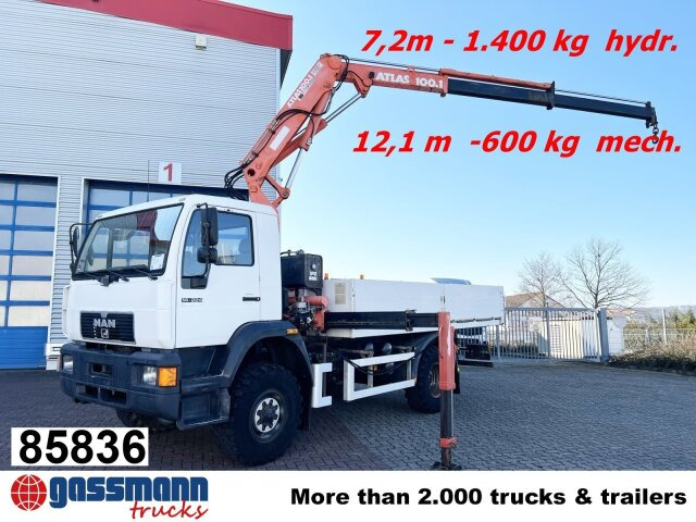 MAN 14.224 LAC 4x4 BB mit Kran Atlas 100.1 - Pritsche LKW, Autokran: das Bild 1 MAN 14.224 LAC 4x4 BB mit Kran Atlas 100.1 - Pritsche LKW, Autokran: das Bild 1