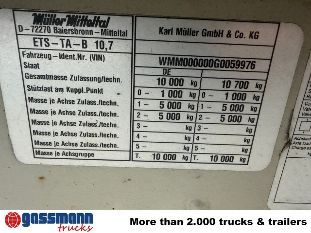 Müller-Mitteltal ETS-TA-B 10,7 - Tieflader Anhänger: das Bild 3 Müller-Mitteltal ETS-TA-B 10,7 - Tieflader Anhänger: das Bild 3