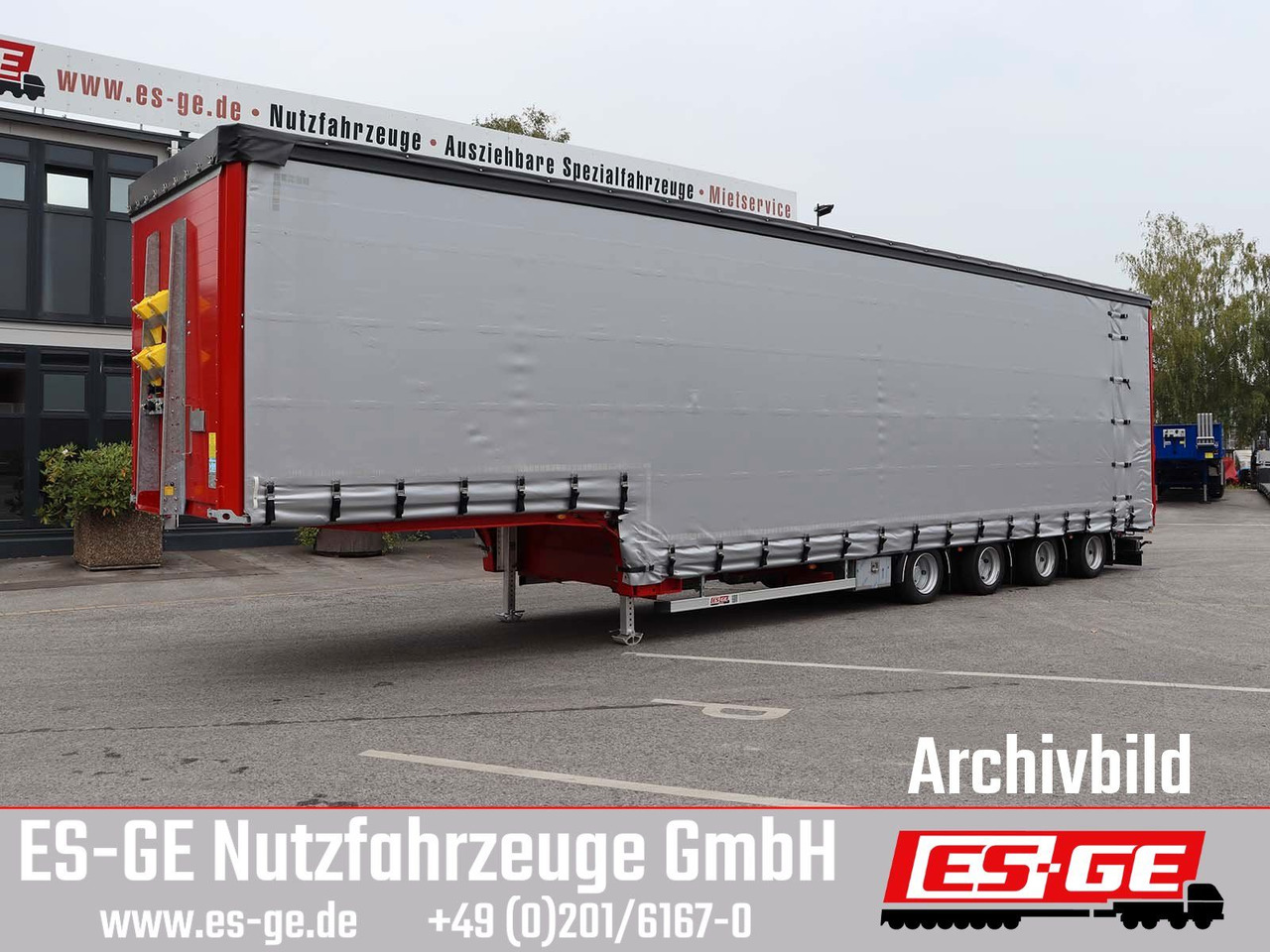 ES-GE 4-Achs-Satteltieflader mit Curtainsider-Aufbau - Tieflader Auflieger: das Bild 2 ES-GE 4-Achs-Satteltieflader mit Curtainsider-Aufbau - Tieflader Auflieger: das Bild 2