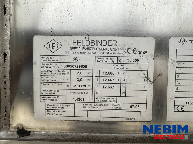 Feldbinder TSA 38.3 - 38.000Ltr - CIP LINES - Tankauflieger: das Bild 4 Feldbinder TSA 38.3 - 38.000Ltr - CIP LINES - Tankauflieger: das Bild 4