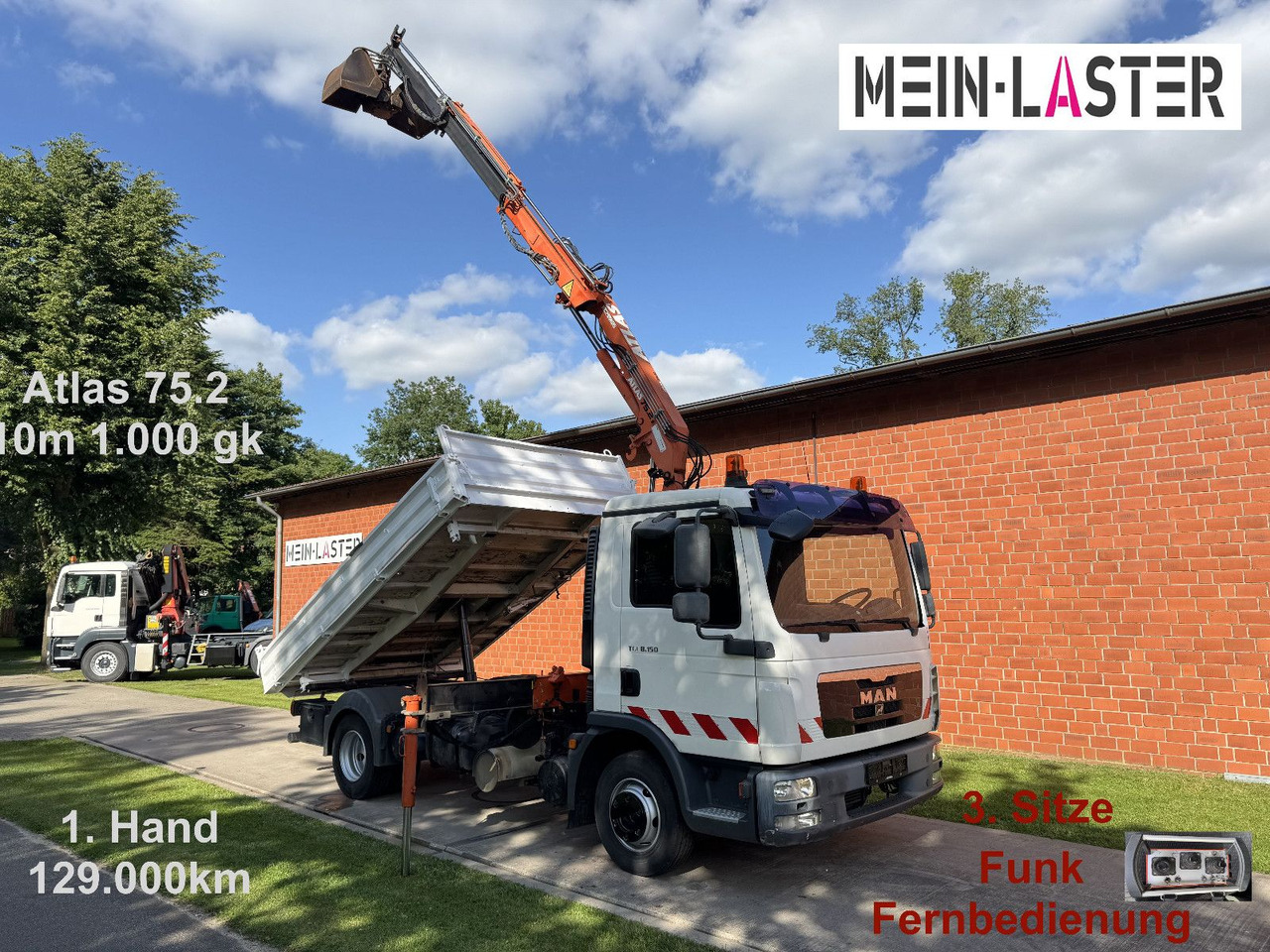 MAN TGL 8.150 3 S-Kipper Atlas 75 10m -1t. Funk FB - Kipper Transporter: das Bild 1 MAN TGL 8.150 3 S-Kipper Atlas 75 10m -1t. Funk FB - Kipper Transporter: das Bild 1