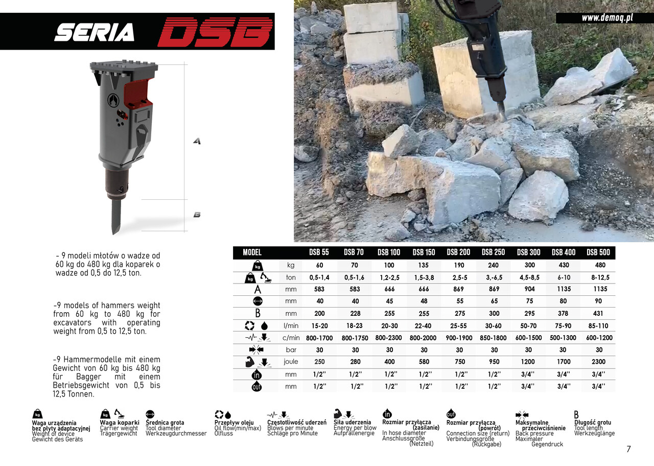 DEMOQ DSB 55 Hydraulic breaker 60 kg - Hydraulikhammer für Bagger: das Bild 2 DEMOQ DSB 55 Hydraulic breaker 60 kg - Hydraulikhammer für Bagger: das Bild 2