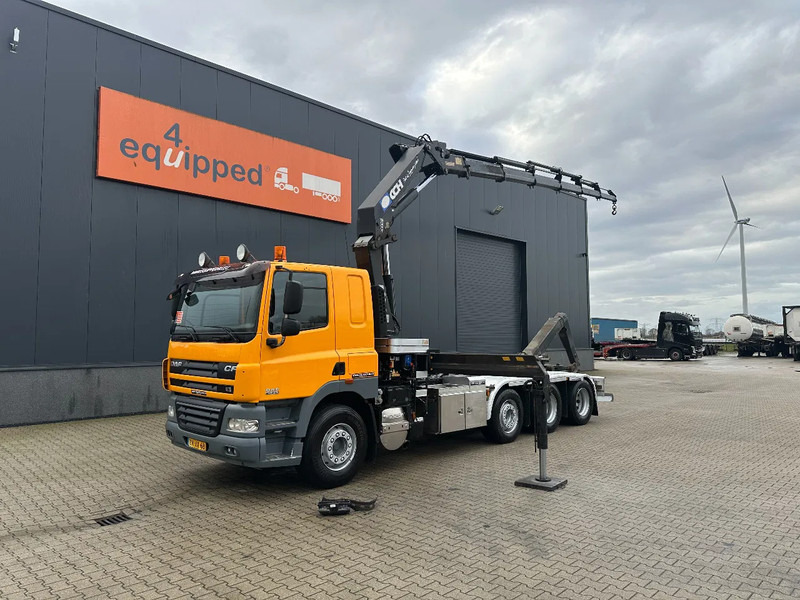 DAF CF 85.410 8x2 / HMF 3000 K6 crane (30T/m 6x extendable) + remote / HYVALIFT 26Tkg HOOK, / EURO-5 / NL-TRUCK - Abrollkipper, Autokran: das Bild 1 DAF CF 85.410 8x2 / HMF 3000 K6 crane (30T/m 6x extendable) + remote / HYVALIFT 26Tkg HOOK, / EURO-5 / NL-TRUCK - Abrollkipper, Autokran: das Bild 1
