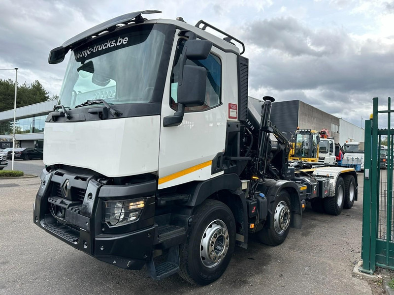 Abrollkipper, Autokran Renault C460 8x4 + (19m!) KRAN HIAB 288 E-6 HIDUO - RADIO - 5/6 F - STEEL SPRING / HUB REDUCTION - BE TRUCK: das Bild 17