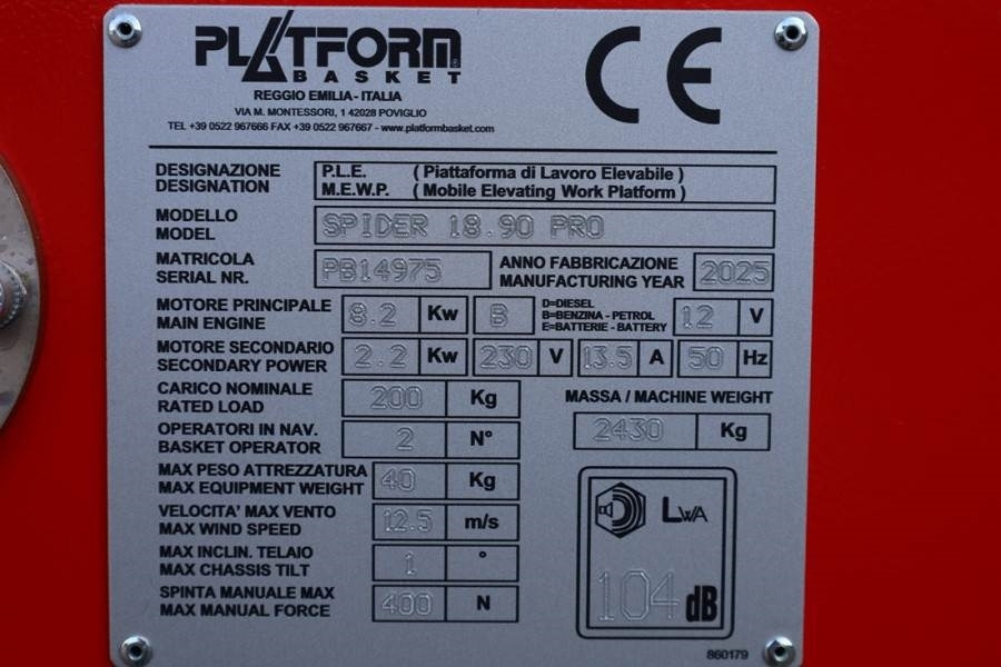 Gelenkarmbühne PLATFORM BAS Spider 18.90 PRO CE Declaration, Vali: das Bild 6