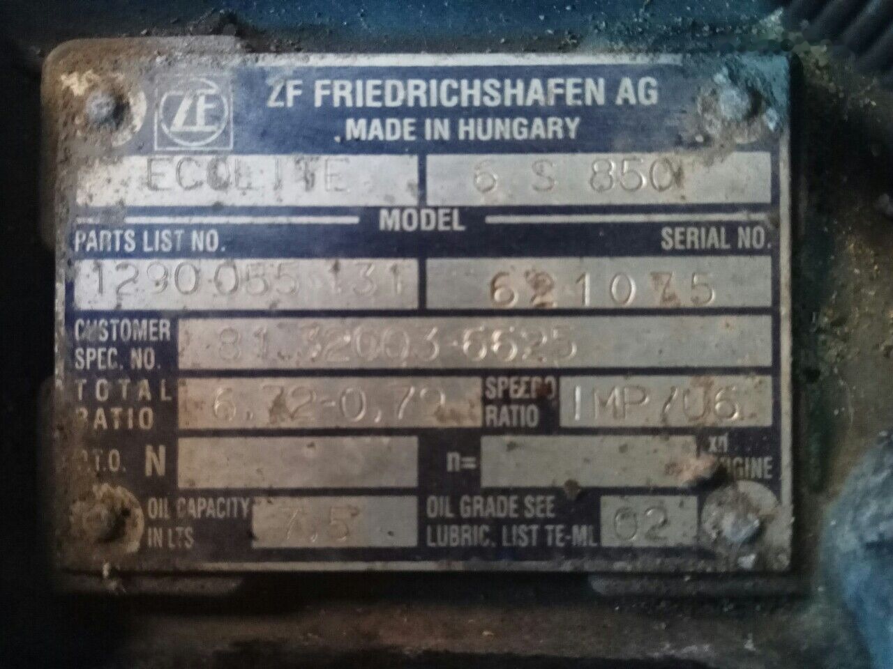 ZF 6s850 81.32003-6625 MAN L2000 TGL - Getriebe für LKW: das Bild 1 ZF 6s850 81.32003-6625 MAN L2000 TGL - Getriebe für LKW: das Bild 1