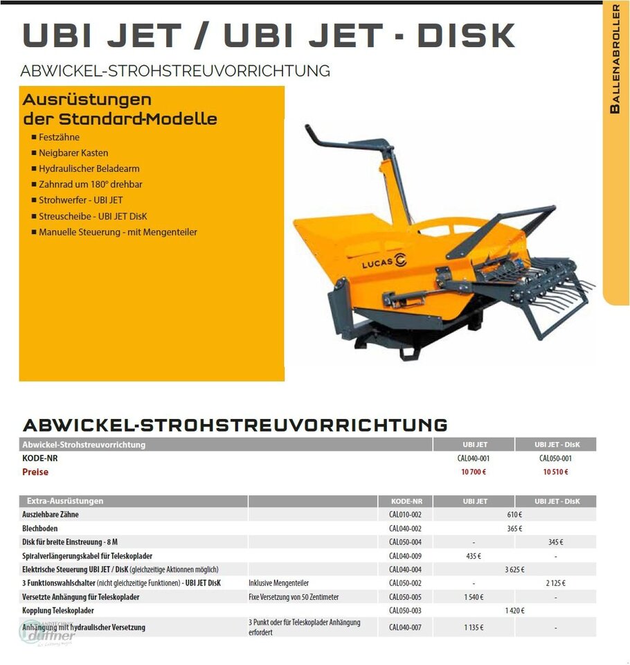 Lucas UBI JET Anbau Dreipunkt - Ballenwickelgerät: das Bild 2 Lucas UBI JET Anbau Dreipunkt - Ballenwickelgerät: das Bild 2