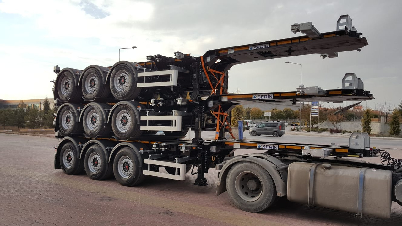 Container/ Wechselfahrgestell Auflieger Für die Beförderung von Container neu kaufen SERIN Telescopik Container Carrier Semi Trailer 1x20'/2x20'/1x30'/1x40'/1x45': das Bild 7
