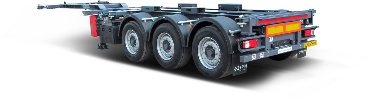 Container/ Wechselfahrgestell Auflieger Für die Beförderung von Container neu kaufen SERIN Telescopik Container Carrier Semi Trailer 1x20'/2x20'/1x30'/1x40'/1x45': das Bild 9