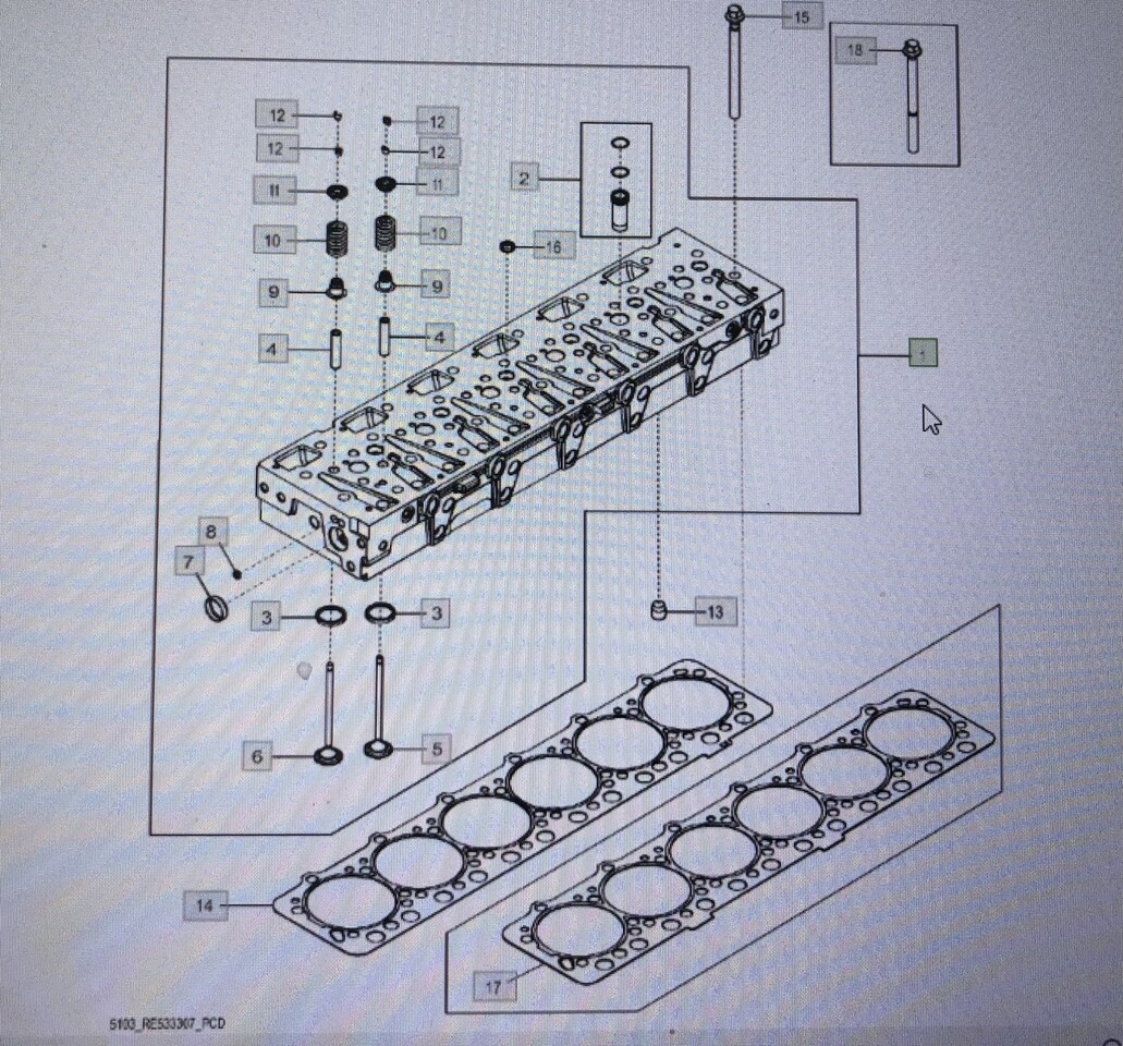 RE533513/SE502540/Głowica cylindra/John Deere 8345R 7230R 7250R 7280R 8235R 8270R - Zylinderkopf für Landmaschine: das Bild 1 RE533513/SE502540/Głowica cylindra/John Deere 8345R 7230R 7250R 7280R 8235R 8270R - Zylinderkopf für Landmaschine: das Bild 1