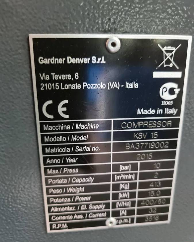 Kompresor śrubowy BOTTARINI KSV 15, 15 kw, 2015r - Luftkompressor: das Bild 5 Kompresor śrubowy BOTTARINI KSV 15, 15 kw, 2015r - Luftkompressor: das Bild 5
