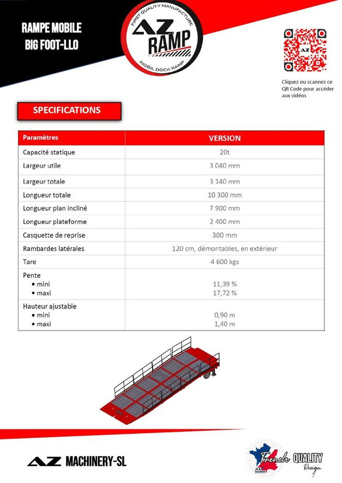 Large Mobile dock ramp, uncouplable AZ RAMP - KING VERSION, BIG FOOT L20 T-INOX - Verladerampe: das Bild 4 Large Mobile dock ramp, uncouplable AZ RAMP - KING VERSION, BIG FOOT L20 T-INOX - Verladerampe: das Bild 4