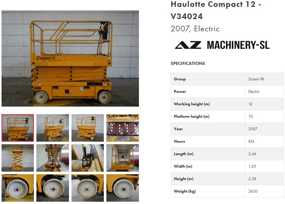 Used Electric scissor Lift Haulotte Compact 12 - Scherenbühne: das Bild 1 Used Electric scissor Lift Haulotte Compact 12 - Scherenbühne: das Bild 1