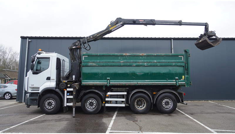 Renault PREMIUM 380 DXI 8X2/6 2 SIDE TIPPER WITH PLFINGER Q 170 Z CRANE.278.200KM - Autokran: das Bild 1 Renault PREMIUM 380 DXI 8X2/6 2 SIDE TIPPER WITH PLFINGER Q 170 Z CRANE.278.200KM - Autokran: das Bild 1