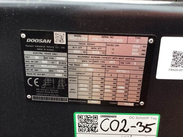 Doosan B35X-7 PLUS - Elektrostapler: das Bild 5 Doosan B35X-7 PLUS - Elektrostapler: das Bild 5