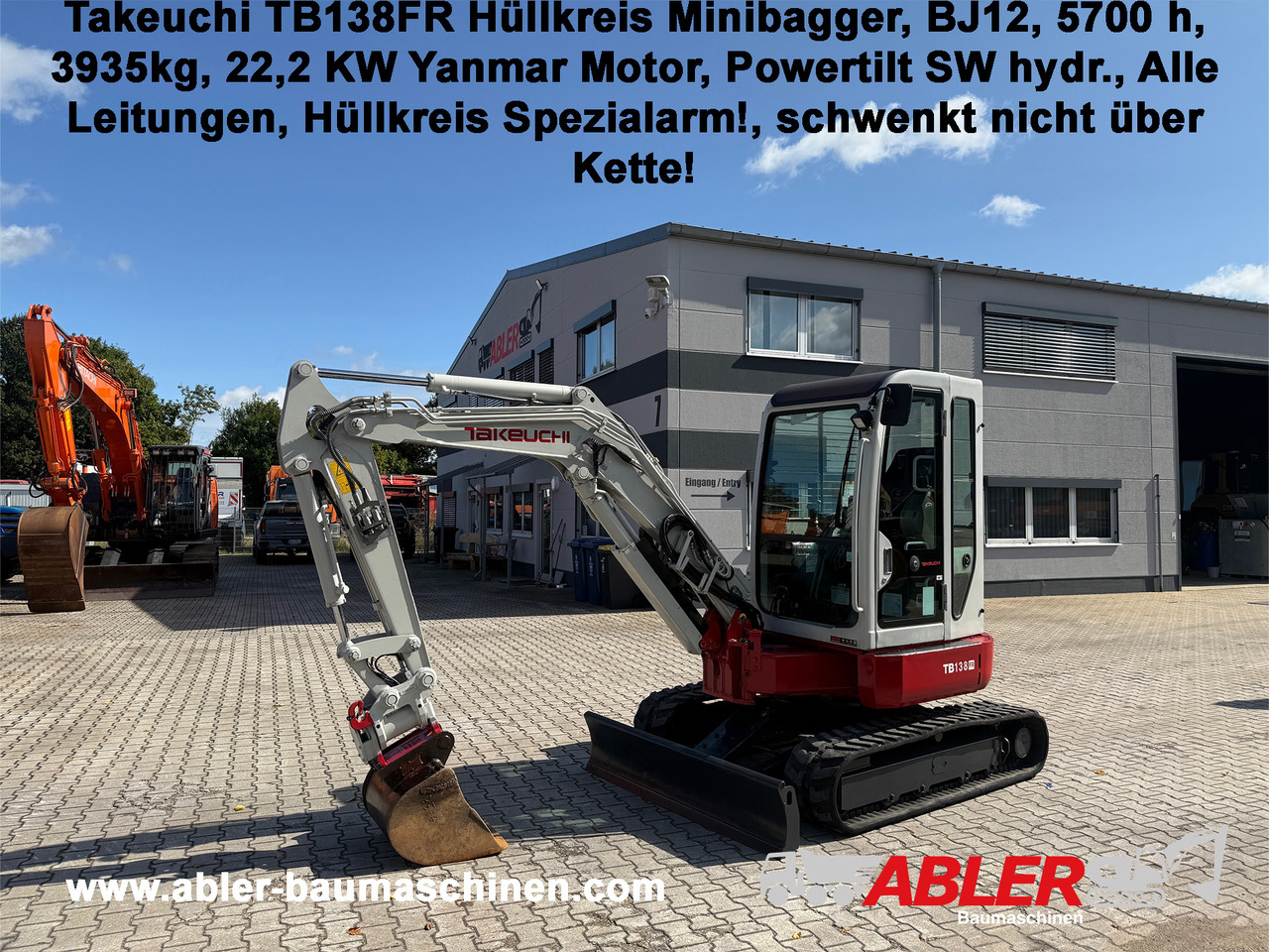 Takeuchi TB138FR Hüllkreis Minibagger Powertilt - Bagger: das Bild 1 Takeuchi TB138FR Hüllkreis Minibagger Powertilt - Bagger: das Bild 1