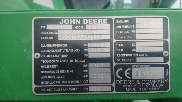 John Deere C 670 - Mähdrescher: das Bild 2 John Deere C 670 - Mähdrescher: das Bild 2