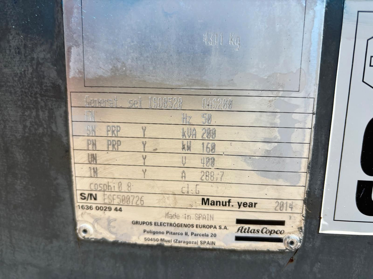 Stromgenerator Atlas Copco Generator QAS 200kVa: das Bild 12