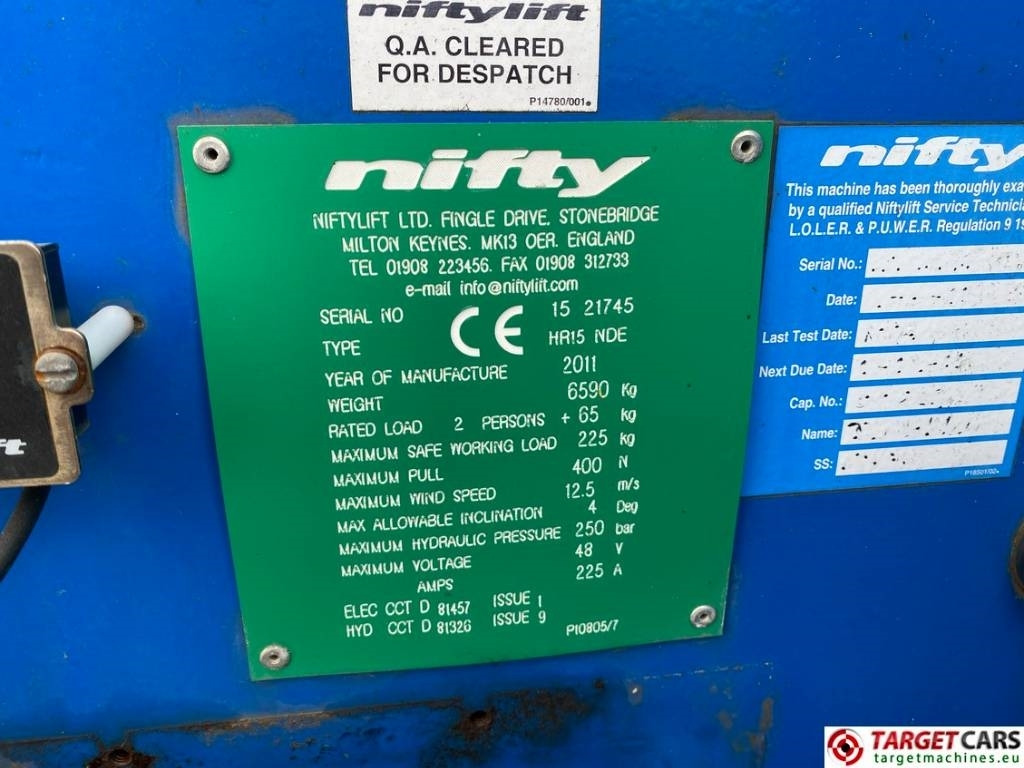 Gelenkarmbühne Niftylift HR15NDE HyBrid Articulated Boom Work Lift 1550cm: das Bild 10 Gelenkarmbühne Niftylift HR15NDE HyBrid Articulated Boom Work Lift 1550cm: das Bild 10