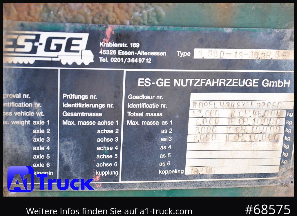 Tieflader Auflieger Für die Beförderung von schwere Technik NOOTEBOOM ES-GE 3 Achs Tele, SAF: das Bild 6