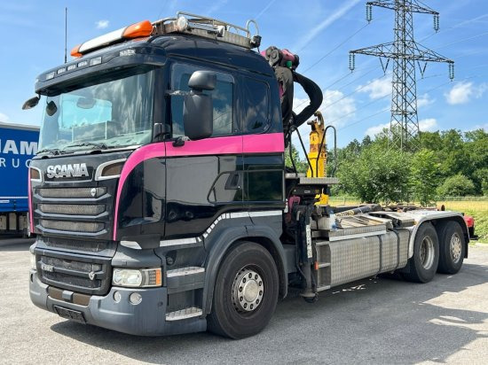 Scania R580 6x2, Schrottkran, E6, Lenk-Lift-Achse - Abrollkipper, Autokran: das Bild 1 Scania R580 6x2, Schrottkran, E6, Lenk-Lift-Achse - Abrollkipper, Autokran: das Bild 1