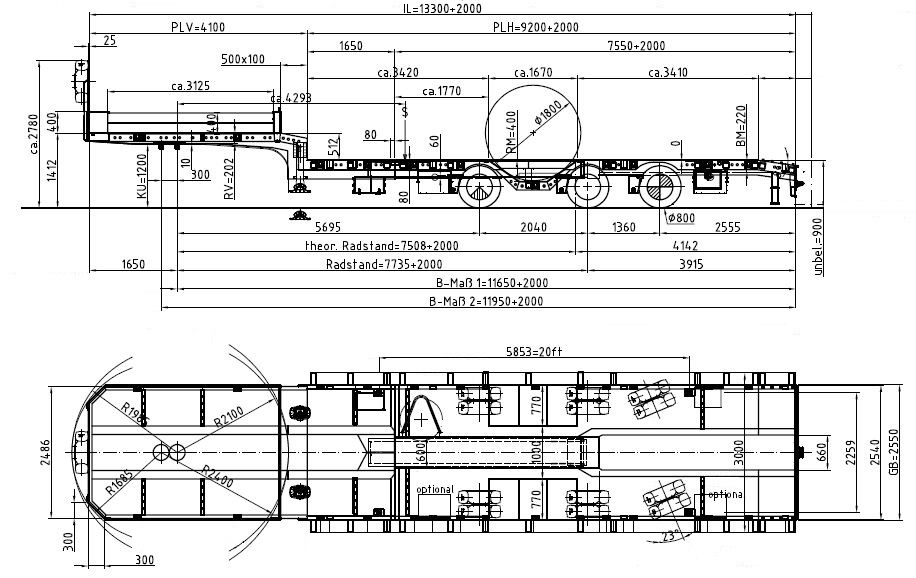 Tieflader Auflieger Meusburger 3-Achs-Tele-Semi mit 1 Paar Radmulden und hydr. Rampen: das Bild 13