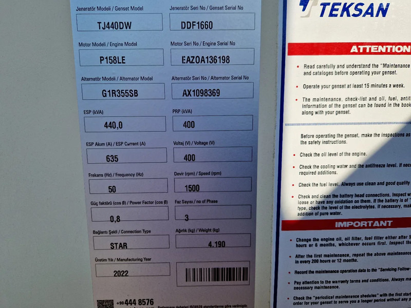 Doosan Teksan TJ440DW generator 440kVA Doosan 8-cilinder UNUSED - Stromgenerator: das Bild 5 Doosan Teksan TJ440DW generator 440kVA Doosan 8-cilinder UNUSED - Stromgenerator: das Bild 5