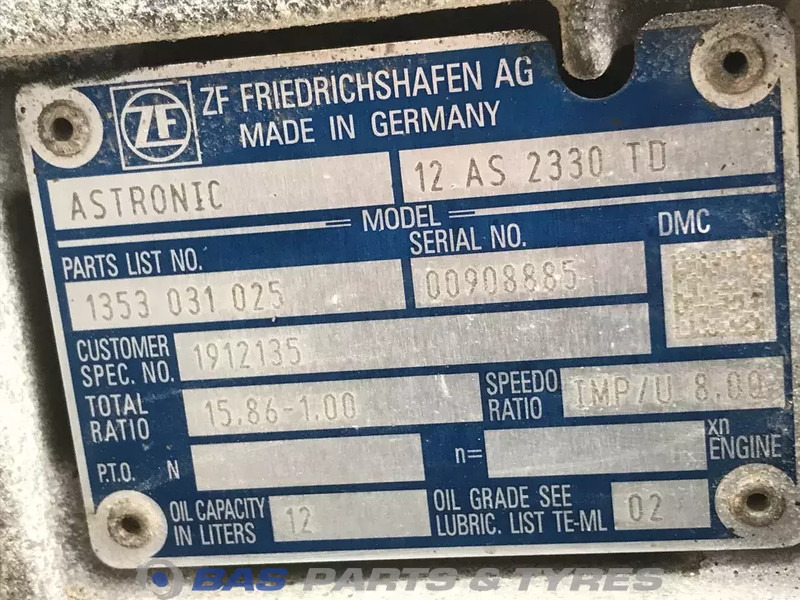 ZF XF106 DAF 12AS2330 TD AS Tronic Versnellingsbak 1912135R - Getriebe für LKW: das Bild 5 ZF XF106 DAF 12AS2330 TD AS Tronic Versnellingsbak 1912135R - Getriebe für LKW: das Bild 5