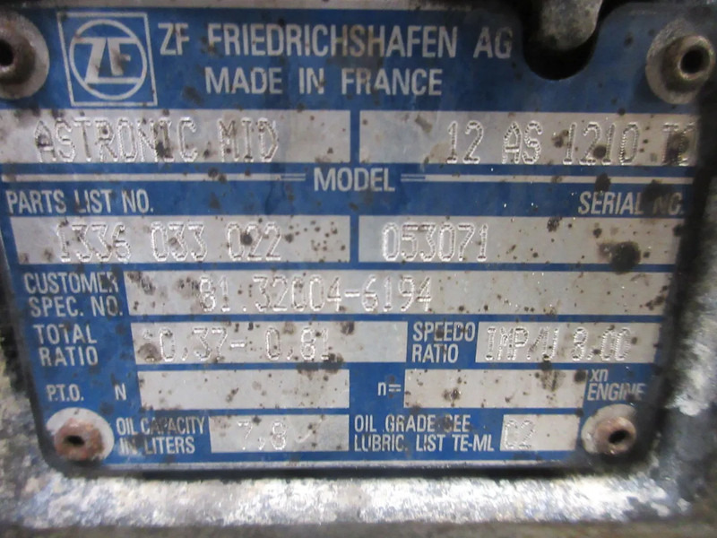 MAN 81.32004-6194 // 81.32004-6158 // 6182 // 9158 // 12AS1210 TO RATIO 0,37-081EURO 6 - Getriebe für LKW: das Bild 5 MAN 81.32004-6194 // 81.32004-6158 // 6182 // 9158 // 12AS1210 TO RATIO 0,37-081EURO 6 - Getriebe für LKW: das Bild 5