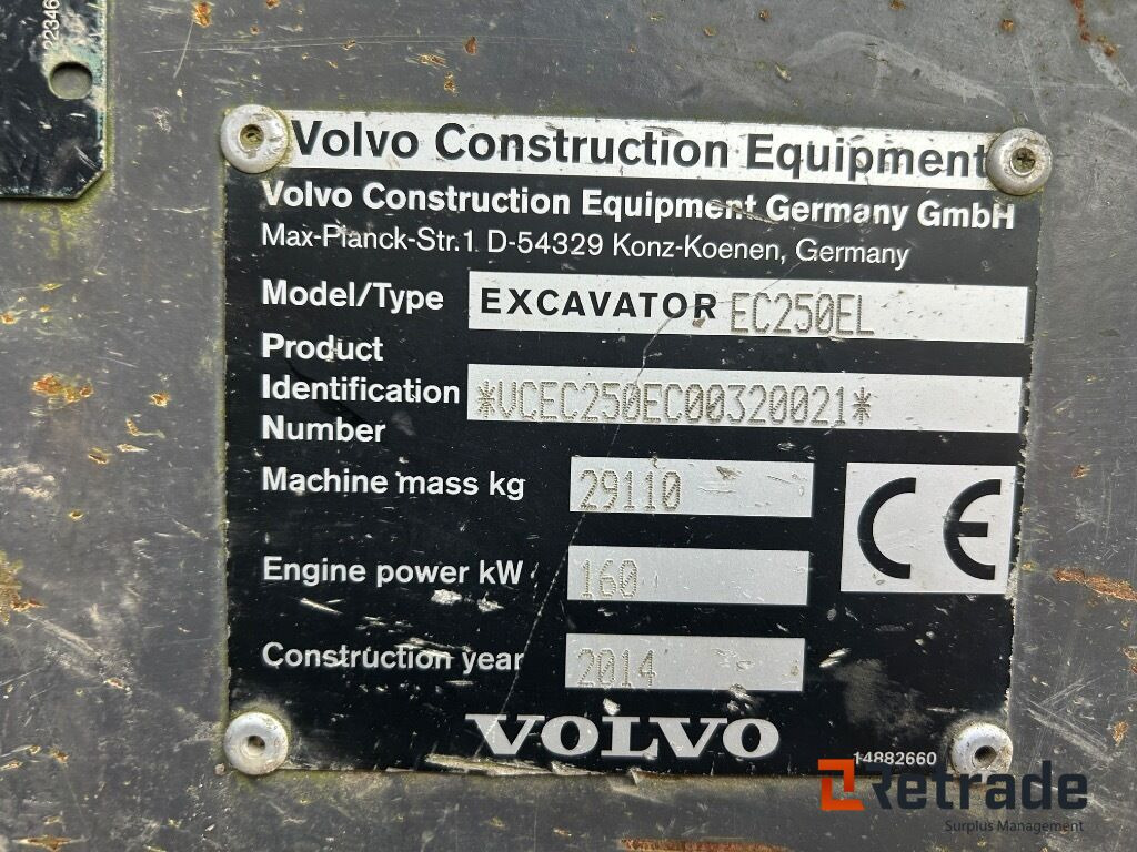 Baumaschine 2014 Beltegraver 29 ton  Volvo EC250 EL: das Bild 11