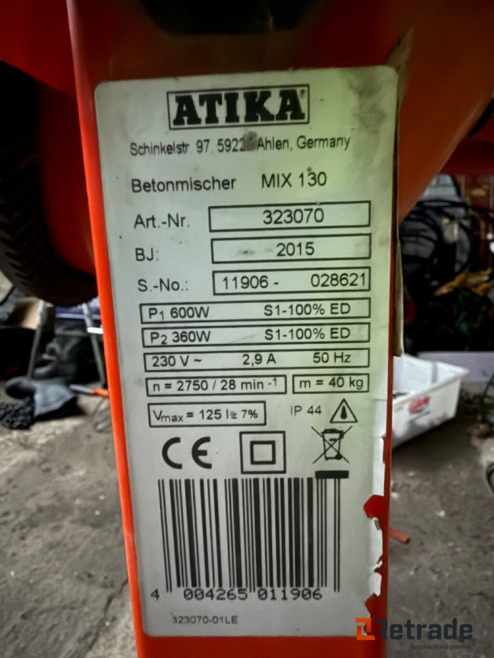 Blandemaskin fra ATIKA MIX 130 - Baugeräte: das Bild 4 Blandemaskin fra ATIKA MIX 130 - Baugeräte: das Bild 4