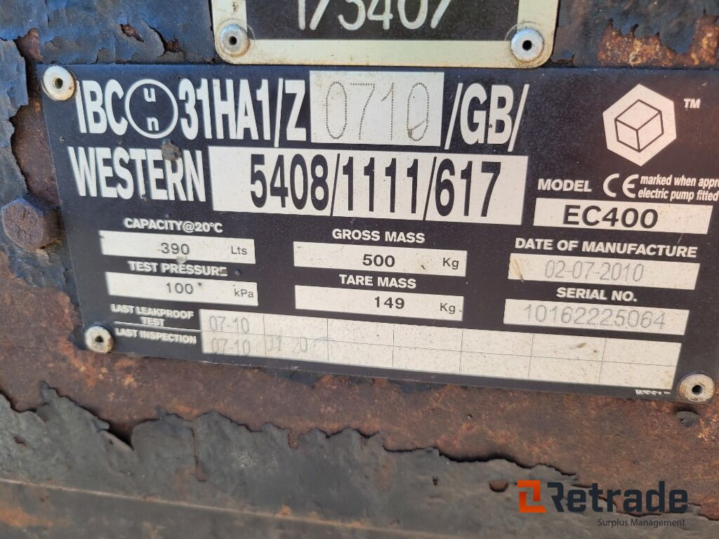 Bränsletank Dieseltank Western EC400 med pump - Baugeräte: das Bild 5 Bränsletank Dieseltank Western EC400 med pump - Baugeräte: das Bild 5