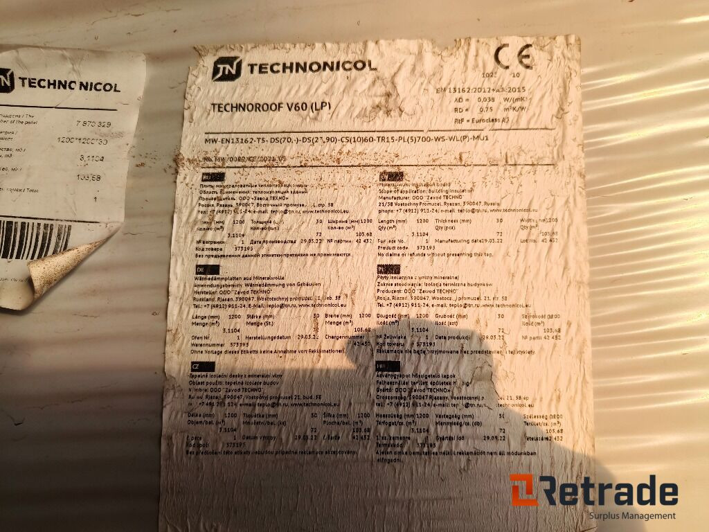 Tak isoalsjon 310m2, Techonicol Technoroof V60 - Werkzeug/ Gerät: das Bild 2 Tak isoalsjon 310m2, Techonicol Technoroof V60 - Werkzeug/ Gerät: das Bild 2