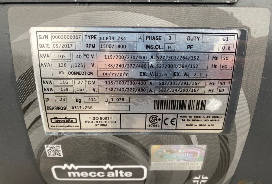 Diversen ECP34 2S4 - Iveco Engine,126kVA,New oils, filters, Mecc Alte ECP34 2S4 - Stromgenerator: das Bild 4 Diversen ECP34 2S4 - Iveco Engine,126kVA,New oils, filters, Mecc Alte ECP34 2S4 - Stromgenerator: das Bild 4