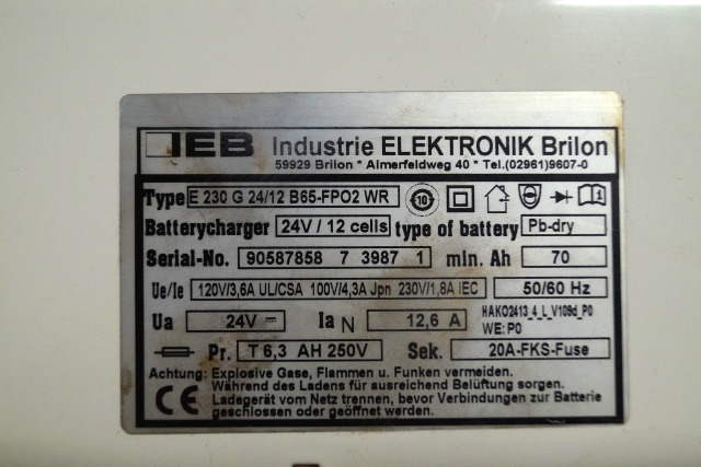 IEB 90587858 | IEB charger EFG 230 G 24/12 B65-FP02 WR 24V12,6A 220V 50/60Hz fro - Batterie für Flurförderzeug: das Bild 2 IEB 90587858 | IEB charger EFG 230 G 24/12 B65-FP02 WR 24V12,6A 220V 50/60Hz fro - Batterie für Flurförderzeug: das Bild 2