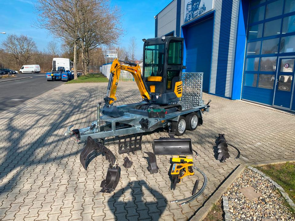 Minibagger BK950KS + Tieflader + Zubehör *INKL.19% MWST*BERGER KRAUS*KABINE*SOFORT!* - Minibagger, Anhänger: das Bild 1 Minibagger BK950KS + Tieflader + Zubehör *INKL.19% MWST*BERGER KRAUS*KABINE*SOFORT!* - Minibagger, Anhänger: das Bild 1